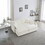 4 - Piece Upholstered Sectional Sofa, 1 - Piece of 2 Seater Sofa and 2- Piece of Ottomans, 2 Seater Loveseat Lounge with Ottomans, White Chenille W714S00553