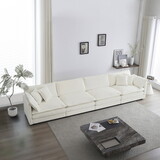 Free Combination Modular Sofa Free,4 Seater Sofa Comfy Chenille Fabric,Sectional Sofa Couch,White