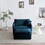 Modern Accent Chair with Ottoman, Living Room Club Chair Chenille Upholstered Armchair, Reading Chair for Bedroom, Blue Chenille