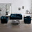 3 Piece Sofa Set with Arm Pillows and Toss Pillows, Sofa Set Include 2- Piece of Arm Chair and One 2-seat Sofa, Space Saving Casual Sofa Set for Living Room, Blue Chenille W714S00589