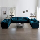 3 Piece Sofa Set Oversized Sofa Comfy Sofa Couch, 2 Pieces of 2 Seater and 1 Piece of 3 Seater Sofa for Living Room, Deep Seat Sofa Blue Chenille W714S00599