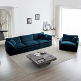 3-Piece Upholstered Sofa, Living Room Sectional Sofa Set Modern Sofa Couches Set, Deep Seat Sofa for Living Room Apartment, 1+3 Seat Blue W714S00601