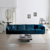 Free Combination Modular Sofa Free,4 Seater Sofa Comfy Chenille Fabric,Sectional Sofa Couch, Blue Chenille W714S00605