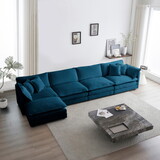 Modular Sectional Sofa for Living Room,U Shaped Couch 5 Seater Convertible Sectional Couch with 1 Ottoman,Blue Chenille W714S00606