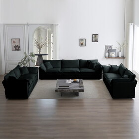 3 Piece Sofa Set Oversized Sofa Comfy Sofa Couch, 2 Pieces of 2 Seater and 1 Piece of 3 Seater Sofa for Living Room, Deep Seat Sofa Black Chenille W714S00626