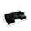 U-Shaped Sectional Sofa w/Reversible Footrest, 5-Seater Convertible Corner Couch with 2 Ottomans,Modern Minimalist Soft Sofa & Couch for Living Room, Black Chenille W714S00630