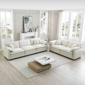 Family sofa set Deep Seat Sofa, Warm Sofa for Home Cinema and Living Room, One 2-Seater Sofa and One 3-Seater Sofa,White Corduroy W714S00686