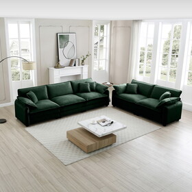 Family sofa set Deep Seat Sofa, Warm Sofa for Home Cinema and Living Room, One 2-Seater Sofa and One 3-Seater Sofa,Green Corduroy W714S00733