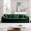 Mid-Century Modern 3-Seater Sectional Sofa with 2 Arm Pillows and 3 Throw Pillows,Green Corduroy Fabric W714S00735