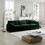 Mid-Century Modern 3-Seater Sectional Sofa with 2 Arm Pillows and 3 Throw Pillows,Green Corduroy Fabric W714S00735