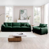 Mid-Century Modern Sofa Set of Two, One 3-Seater Sofa and One Single Seat Sofa with 2 Arm Pillows and 4 Throw Pillows,2 Pieces Sofa Set for Living Room,Green Corduroy Fabric W714S00736