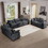 Modern Fabric Living Room Sofa 2-Piece Set, One 2-Seater Sofas, One 3-Seater Sofas Sofa with 8 Cushion Upholstery Large Deep Seat Recliner, Grey Corduroy Fabric W714S00834