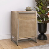Handwoven End Table with Drawer, Cabinet, and Artisanal Wood Finish - No assembly Required W716115448