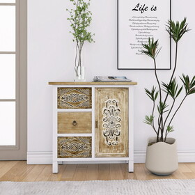 Hand-Carved Accent Cabinet with Vintage Charm - Versatile Storage and Distinctive Design - Fully assembled W716115457