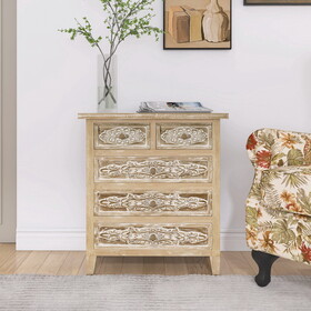 Hand-Carved Accent Drawer with 5 Drawers - Traditional Craftsmanship and Functionality Combined W716P168558