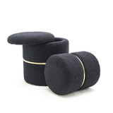 Upholstered Tufted Storage Ottoman Footstool Black Color