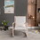 Solid wood linen fabric antique white wash painting rocking chair with removable lumbar pillow W72835728