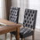 Mid-Century Wooden Frame Linen Fabric Tufted Upholstered Dining Chair,Set of 2,Grey W72854345