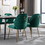 Modern Dining Chair Set of 2, Woven Velvet Upholstered Side Chairs with Barrel Backrest and Gold Metal Legs, Accent Chairs for Living Room Bedroom,Green W72854346