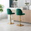 Swivel Bar Stools Chair Set of 2 Modern Adjustable Counter Height Bar Stools, Velvet Upholstered Stool with Tufted High Back & Ring Pull for Kitchen, Chrome Golden Base, Green W72854352