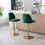 Swivel Bar Stools Chair Set of 2 Modern Adjustable Counter Height Bar Stools, Velvet Upholstered Stool with Tufted High Back & Ring Pull for Kitchen, Chrome Golden Base, Green W72854352