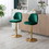 Swivel Bar Stools Chair Set of 2 Modern Adjustable Counter Height Bar Stools, Velvet Upholstered Stool with Tufted High Back & Ring Pull for Kitchen, Chrome Golden Base, Green W72854352