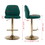 Swivel Bar Stools Chair Set of 2 Modern Adjustable Counter Height Bar Stools, Velvet Upholstered Stool with Tufted High Back & Ring Pull for Kitchen, Chrome Golden Base, Green W72854352