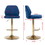 Swivel Bar Stools Chair Set of 2 Modern Adjustable Counter Height Bar Stools, Velvet Upholstered Stool with Tufted High Back & Ring Pull for Kitchen, Chrome Golden Base,Blue W72854353