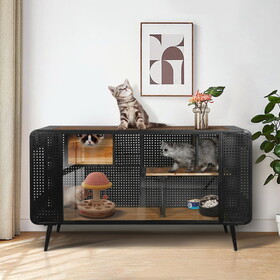 55.12 "Spacious Cat House with Tempered Glass, for Living Room, Hallway, Study and Other Spaces