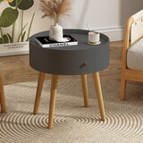 Coffee Table with Drawer, Bedside Table, Sofa Side Table, Oak Table Legs, Suitable for Living Room and Bedroom,Gray W757127738