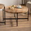 Modern Thread Design Round Coffee Table, MDF Table Top with Cross Legs Metal Base(Set of 2 pcs ) W757136708