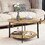 31.5 "Round Coffee Table, Stand Wooden Double Layer Coffee Table with Open Storage Space and Metal Table Legs for Living Room, Bedroom W757138624