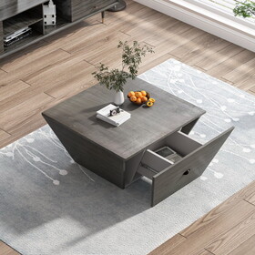 33.46" Exquisite Ladder-Shaped Coffee Table for Office, Dining Room and Living Room,Gray W757P145918