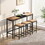 Modern Design Kitchen Dining Table, Pub Table, Long Dining Table Set with 3 Stools, Convenient Hanging Stool Design, Natural+Black W757P146463