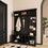Hall Tree with Shoe Bench, Coat Rack,Shoe Storage,Storage Shelves and Pegboard, for Hallways, Halls and Bedrooms, Black W757P148150