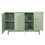 Stylish and Functional 4-Door Intaglio Storage Cabinet with Pine Legs, Solid Wood Pulls and MDF, for Living Room Bedroom,and Kitchen,Mint Green