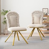 Dining Chairs Set of 2,Velvet Accent Chairs for Living Room, Vanity Chair with Gold Metal Legs, Upholstered Dining Chairs,360° swivel for bedroom,Living Room, Dining Room, Kitchen(Beige)