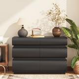 6 Drawer Dresser for Bedroom, Black Dresser No Handle, Modern 6 Chest of Drawers with Wide Storage