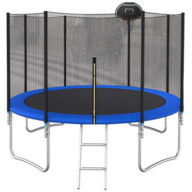 10 Ft Trampoline Outside Safety Net With Basketball Hoop W758127657