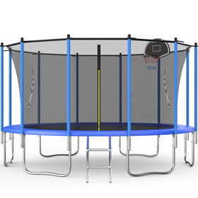 14 Ft Trampoline Inside Safety Net With Basketball Hoop W758S00001