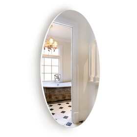 Frameless Beveled Wall Mounted Bathroom Mirror, HD Makeup Mirror, 25" Round Mirror W760102776