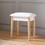 Sold Wood Vanity Table Stool,Dressing Stool for Makeup with PU,White Finish W760102865