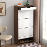 3 Tier Shoe Storage Cabinet with Draders for Entryway, Bedroom, Flip Door Design Shoe Cabinet W760102877