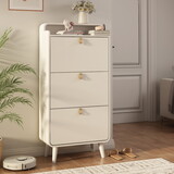 Modern Arc Design Shoe Cabinet with 3 Drawers,Shoe Storage Cabinet for Entryway,Outdoor,White Finish W760P144072