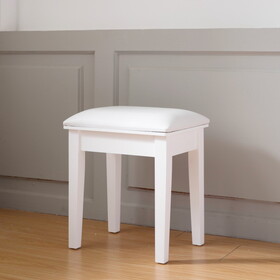 Vanity Stool Makeup Bench Dressing Stool with Cushion and Solid Legs,White W760P145323