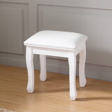 White Vanity Stool Padded Makeup Chair Bench with Solid Wood Legs W760P145356