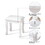 White Vanity Stool Padded Makeup Chair Bench with Solid Wood Legs W760P145356