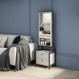 Modern Design Rotating Floor Standing Mirror Closet with White Finish & Spacious Storage Area W760P152287
