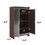 Elegant Decor Mirrored Cabinet with Silver Edging,Mirrored Cabinet with Double Door Storage,Shoe Storage Cabinet for Entryway,Glass+Brown Finish W760P196538