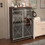 Elegant Decor Mirrored Cabinet with Silver Edging,Mirrored Cabinet with Double Door Storage,Shoe Storage Cabinet for Entryway,Glass+Brown Finish W760P196538